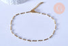 chaine de cheville acier doré 14k résine blanche chaine dorée 1.5-2mm,23cm, x1 (G3659)