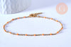 chaine de cheville acier doré 14k résine orange chaine dorée 1.5-2mm/23cm, x1 (G3744)