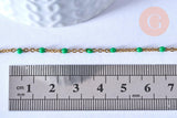 chaine de cheville acier doré 14k résine verte chaine dorée 1.5-2mm/23cm, x1 G3661