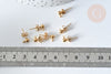 clous puces oreille boule acier doré IP inoxydable 14k anneau et fermoir 4mm, x10-20 ou 50 (G7697)