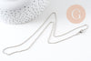 collier chaine boule laiton platine facettes 1.2 mm/45cm, x1 (G5350)