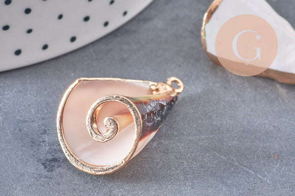 coquillage naturel blanc doré 36-44mm, x1 (G2714)