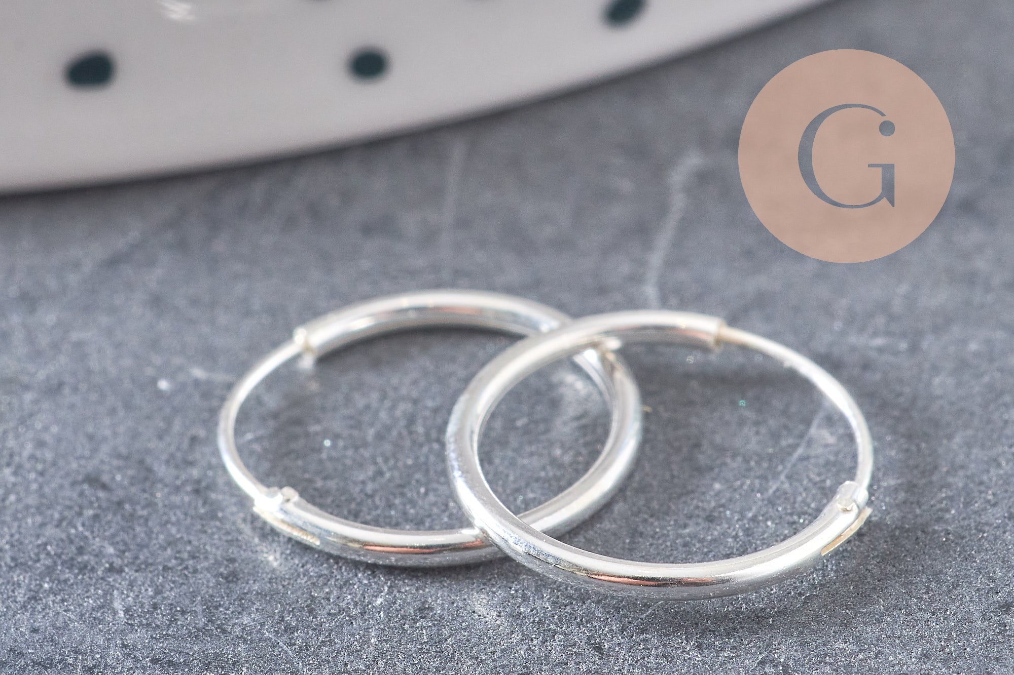 Créoles fine argent 925 massif 14mm, x2 (G5412)