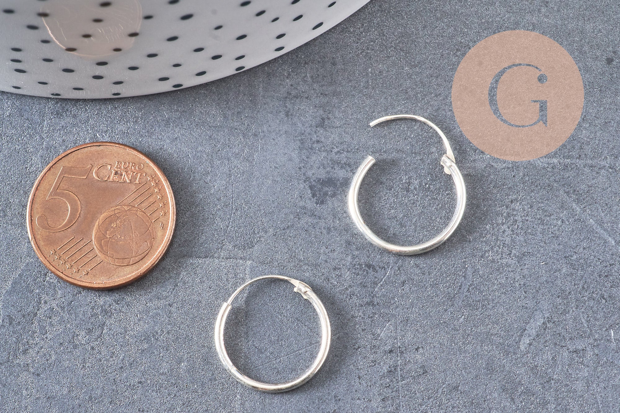 Boucles créoles fine argent 925 massif 16mm, x2 (G4685)