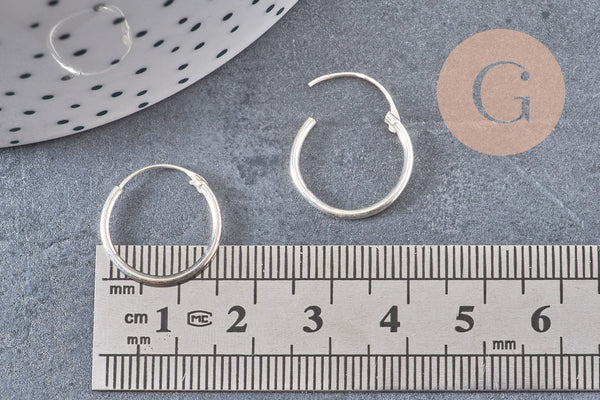 créoles fine argent 925 massif 16mm,x2 (G4685)