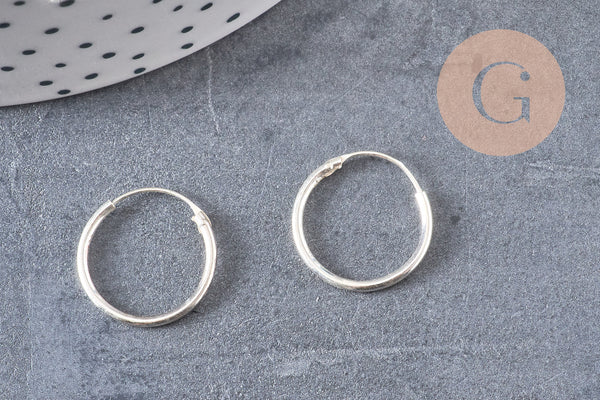 créoles fine argent 925 massif 16mm,x2 (G4685)