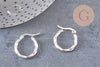 créoles torsadées acier argenté 21mm, x2 (G6807)