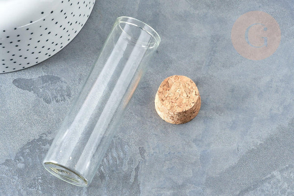 flacon éprouvette en verre borosilicate bouchon en liège 10cm, flacon décoration mariage fête, x1 (G7432)