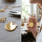 Pendentif tête de chat acier 201 inoxydable 29mm personnalisable, x1 (G11017)