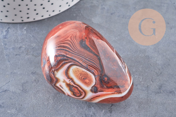 galet agate rouge orange naturelle brute roulée lithotherapie,chips agate rouge ,45-90mm ,x1 (G5214)