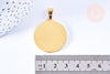Pendentif rond acier doré à graver 34mm, x1 (G6789)