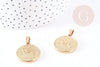 Pendentif médaille ronde Bélier acier 304 inoxydable doré à graver, x1 (G6114)