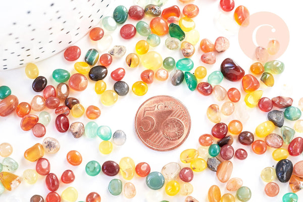 Nugget agate naturelle multicolore brute roulée 6-8mm non percé, x20g (G5721)