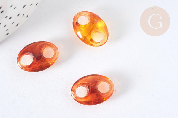 Pendentif Connecteur ovale acrylique écaille marron foncé 20mm, x5 (G7282)