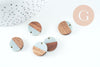 pendentif disque bois résine grise 18mm, x5 (G2474)