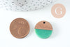 pendentif disque bois résine verte 18mm, création bijoux bois, x5 G0329