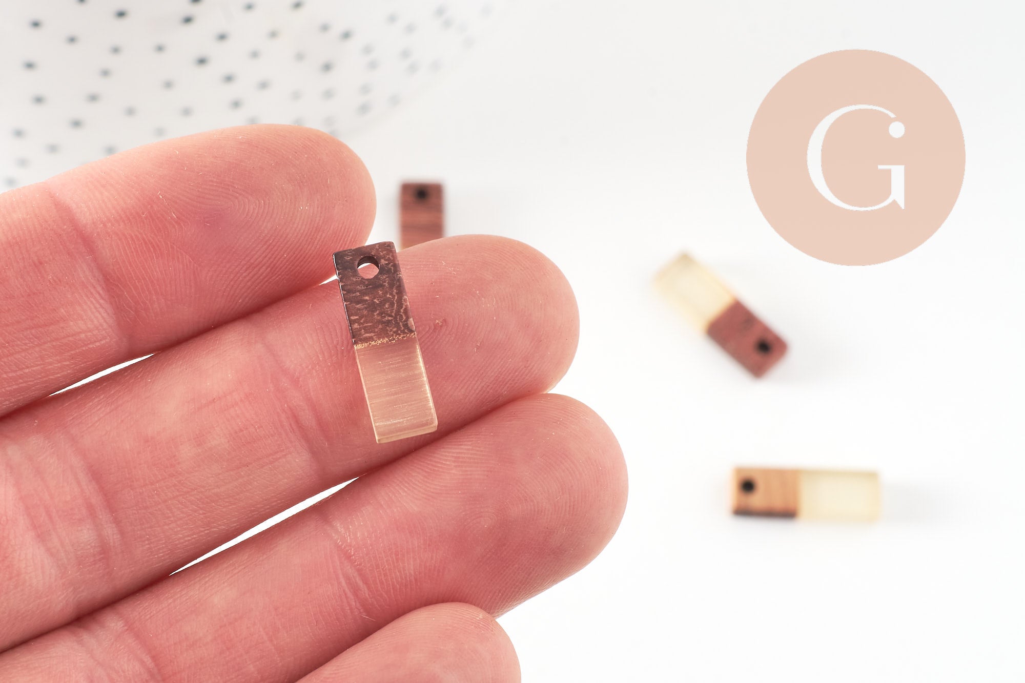 pendentif goutte bois résine rectangle, bois naturel,perle bois, Perle géométrique,perle rectangle,création bijoux bois,17mm,x5 G1830