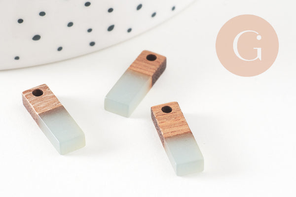 pendentif goutte bois résine rectangle violet,perle bois nature Perle géométrique,perle rectangle,création bijoux bois,17mm,x5 G4661