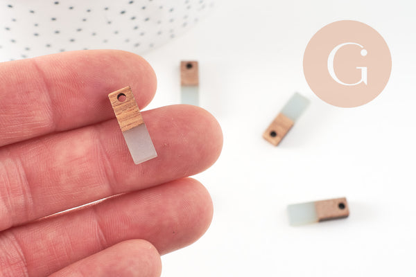 pendentif goutte bois résine rectangle violet,perle bois nature Perle géométrique,perle rectangle,création bijoux bois,17mm,x5 G4661