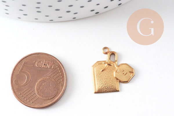 pendentif sachet de thé en laiton, x1 G7523