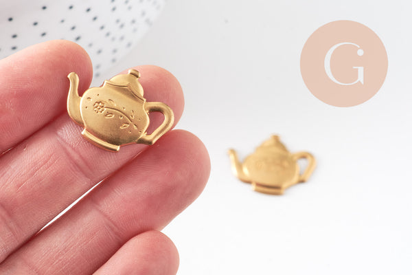 pendentif théière en laiton, x1 (G7528)