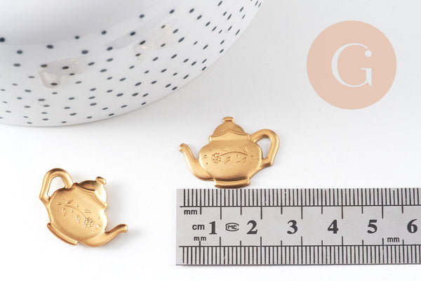 pendentif théière en laiton, x1 (G7528)