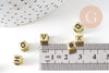 perle carré Lettre Alphabet plastique doré, plastique lettre,création bracelet mots,6mm, x 10Gr (G2097)