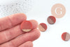 perle disque bois résine orange 18mm,création bijoux bois, x5, G3403