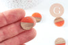 perle disque bois résine orange corail 18mm,création bijoux bois x5, G3153