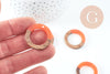 perle disque évidé bois résine orange 28mm, création bijoux bois x5 G4642