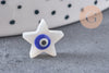 perle étoile nacre blanche mauvais oeil bleu foncé, 12mm, x10 (G3301)