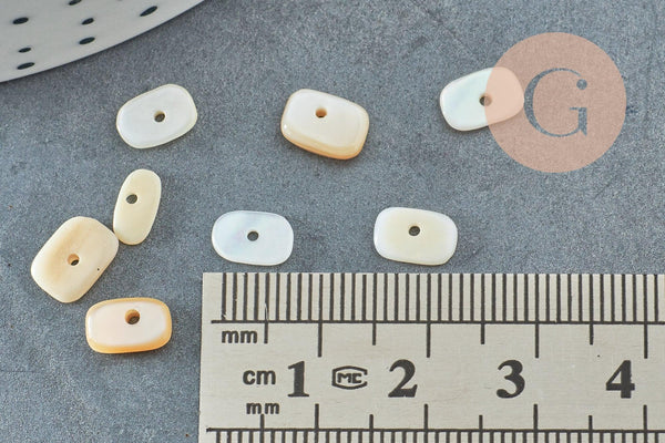 perle plate ovale nacre blanche naturelle 7-10mm, perle coquillage ivoire naturels, x 20gr G5847