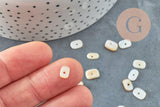 Perle plate ovale nacre blanche naturelle 7-10mm, perle coquillage ivoire naturels, x 20gr (G5847)