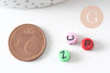 perle ronde Lettre Alphabet plastique multicolore, x10Gr (G1970)