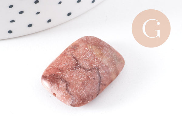 perles jaspe marron zébré naturel, x5 (G4895)