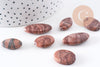 perles ovales jaspe sésame zébré naturel marron, x5 (G4896)