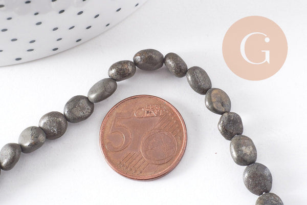 perles pyrite nugget,perles pyrite, pyrite naturelle,nuggets pyrite, 6-12mm, x1 fil de 45 perles (G0410)