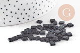 perles rocaille carré noir opaque façon tila 4.5mm/2 trous, x50 (4.8GR) (G5479)