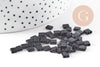 perles rocaille carré noir opaque, perle carré création bracelet, perle tila,4.5mm,2 trous, x50 (4.8GR) (G5479)