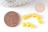 perles rocaille carré verre rectangle jaune opaque, perle carré création bracelet, perle tila,4.5mm,2 trous, x50 (4.8GR) (G5012)