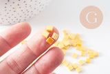 perles rocaille carré verre rectangle jaune opaque, perle carré création bracelet, perle tila,4.5mm,2 trous, x50 (4.8GR) (G5482)