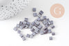 perles rocaille carré verre rectangle violet irisé opaque, perle carré création bracelet, perle tila,4.5mm,2 trous, x50 (4.8GR)(G6311)