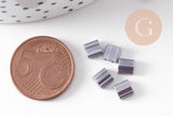 Perles rocaille carré verre rectangle violet irisé opaque tila, 4.5mm,2 trous, x50 (G6311)