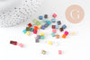 perles rocaille verre rectangle multicolore, perle carré création bracelet, perle tila,4.5mm,2 trous, x50 (G4188)