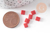 perles rocaille verre rectangle rouge, perle carré création bracelet, perle tila,4.5mm,2 trous, x50 (G5484)