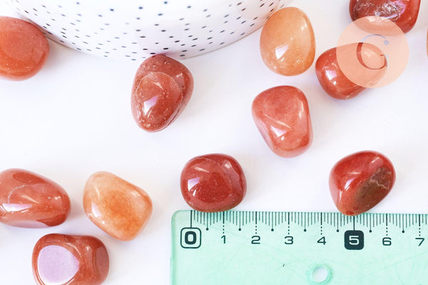 Pierre aventurine rouge naturelle brut roulée 22-30mm, x20gr (G5780)