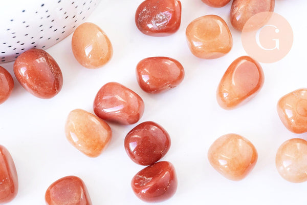 Pierre aventurine rouge naturelle brut roulée 22-30mm, x20gr (G5780)