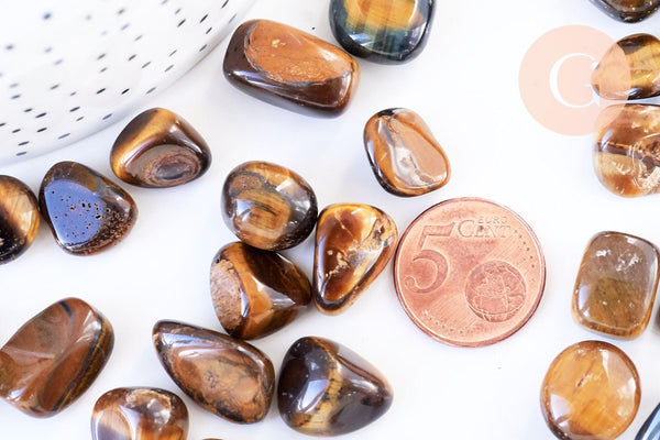 pierre oeil de tigre naturelle roulée 12-28mm,litotherapie,oeil de tigre naturel, x20gr (G6130)