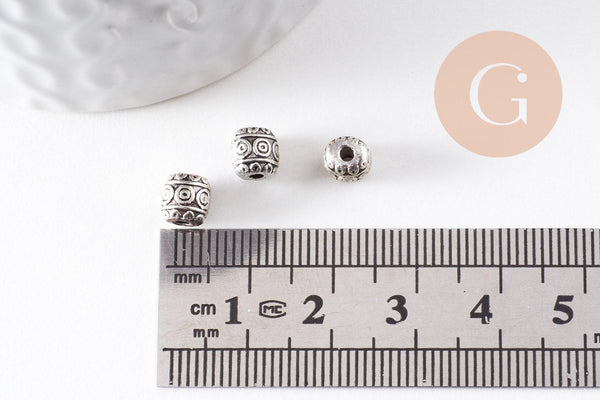 rondelle ovale gravée argent vieilli,perles dorées, sans nickel,perle intercalaire,6mm x 10 (G2060)