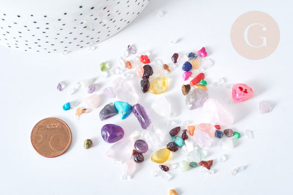 Sable chips pierre roulée mélangée 1-11mm non percé, x20gr (G8105)